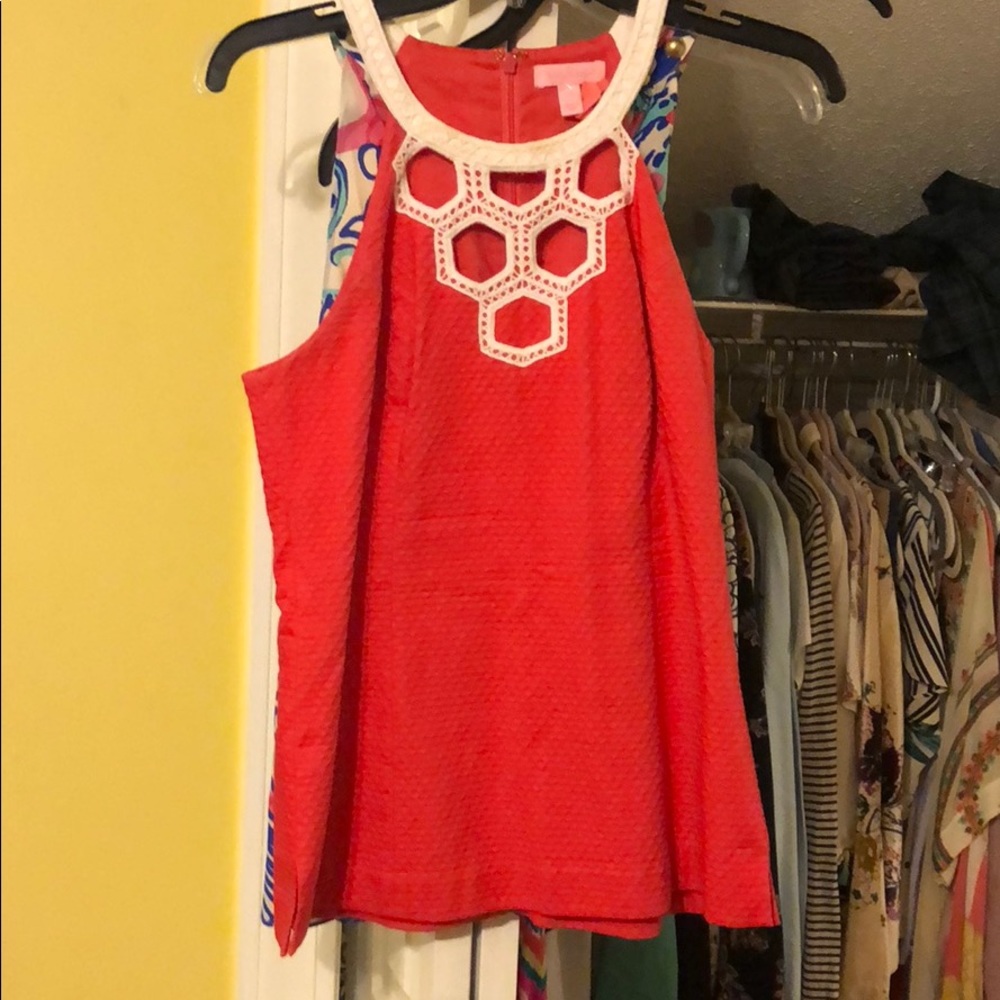 Cute halter top. Lilly Pulitzer. Pink and white